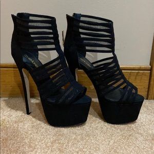 bebe black stiletto platform high heel